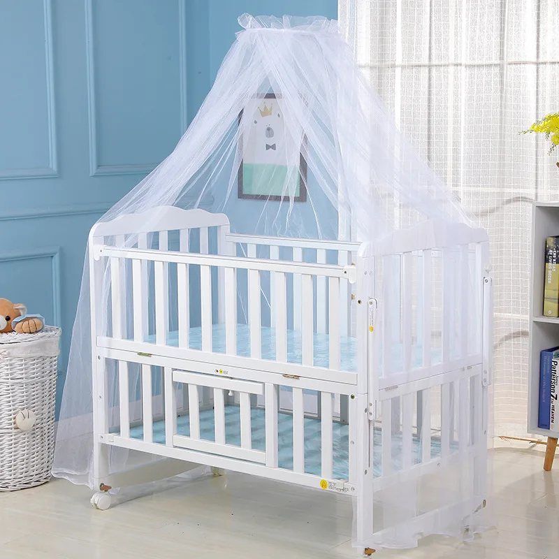 

Baby Bed Mosquito Net Single Opening White Lace General Purpose Children's Bed Mesh Cover Princess Round Hoop Sheer Net Canopy
