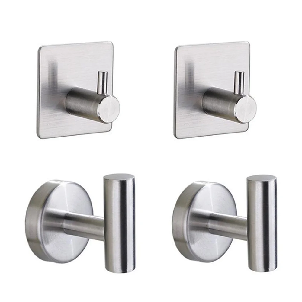 

4Pcs Towel Hook, Robe Hook, Heavy Duty Door Hanger Clothes Cabinet Closet Hook for Bathroom Kitchen Garage(Silver)