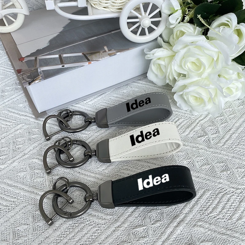 

For Fiat IDEA Car Accessories Top Layer Cowhide Key Chain Keyrings Lanyard Custom Logo For IDEA Fiat