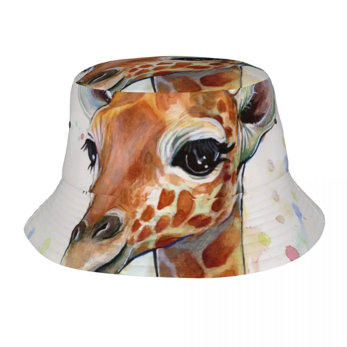 

Детская акварельная картина жирафа, детское искусство, ведро для мужчин и женщин, головные уборы, шляпы для рыбалки, летние кепки унисекс