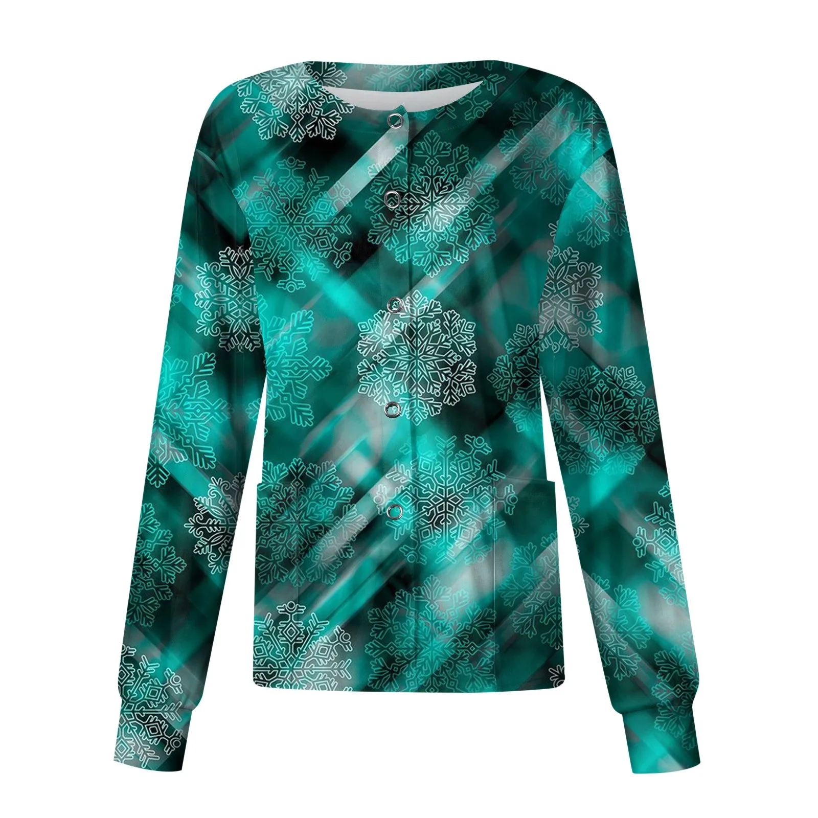

Cartoon Nurse Nursing Costume Christmas Print Plus Size Women Uniforms Tops Long Sleeve O-Neck Blouse Working Uniform Jackets