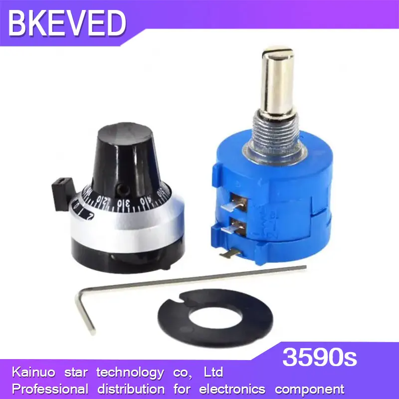 

3590S 3590S-2 Series Precision Multiturn Potentiometer 10 Ring Adjustable Resistor+1PCS Turns Counting Dial Rotary 6.35mm Knob