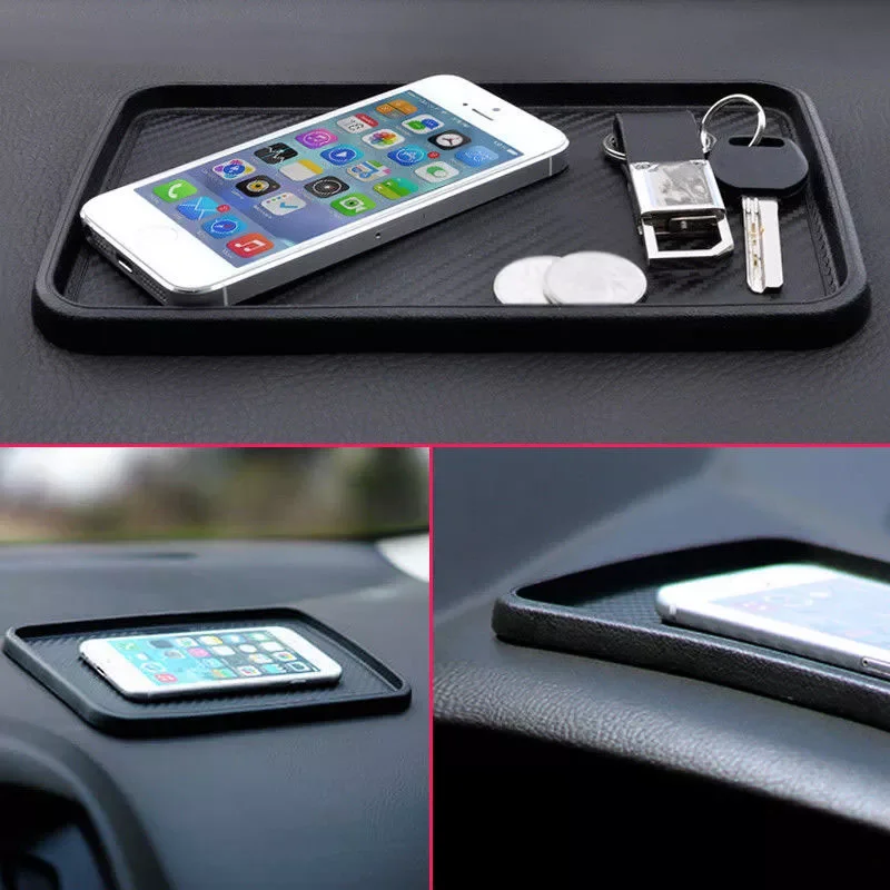 

AUTO PARTS Black Car Front Dashboard Silicone Non-Slip Storage Catcher Pad Mat 200x128mm auto Interior Front Mat Organizer 200x1