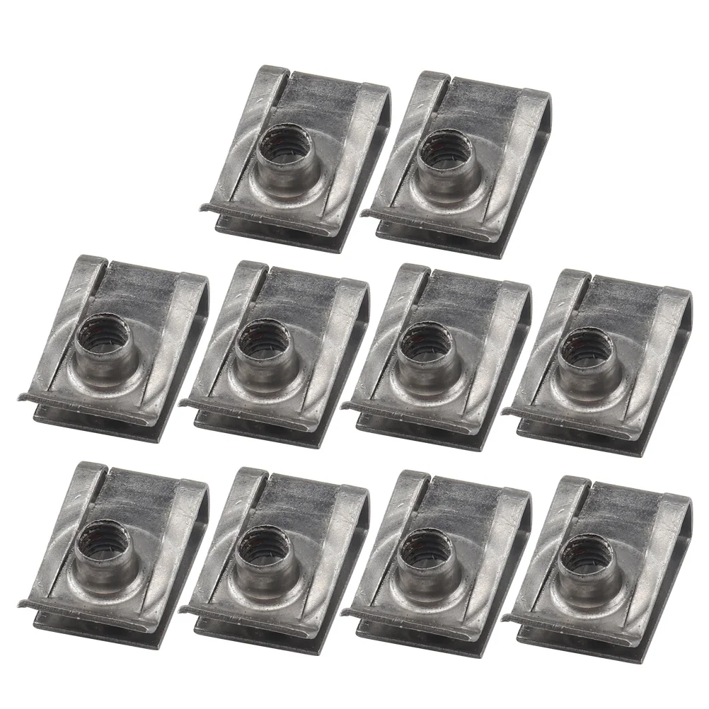 

10pcs Motorcycle Fairing Bodywork Panel U Clips Manganese Steel Spire U Clip U Nut Fasteners (Silver)