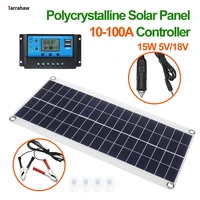 solar panel 15w10 100a solar charge and discharge controller 2usb photovoltaic plate dc5 52 1 plugs 12v pv charging treasure
