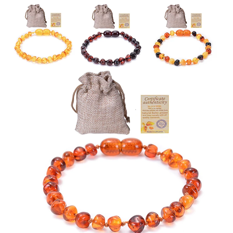 

Natural Ambers Bracelets Baby Baltic Teething Hand Chain Rosary Amber Original Round Beads Healthy Bracelet Янтарь Hатуральный