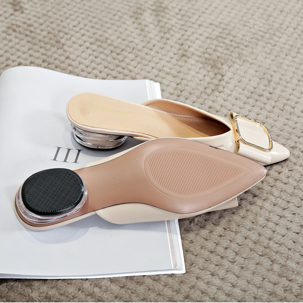 

FamtiYard Slides Women Mules Shoes Woman Heels Ladies Luxury Fashion Pointed Toe Slipper Summer Home Outdoor zapatillas de mujer