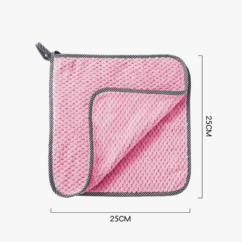 New Kitchen Towels High Quality Color Clean Towel Microfiber Kitchen Dish Cloth Super Absorbent Scouring Pad Napkins Tableware