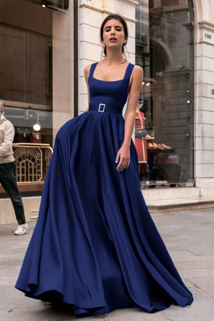 

2022 Summer Autumn New Wedding Dress Elegant Satin Large Swing Dress Banquet Evening Party Sleeveless High Waist Solid Color