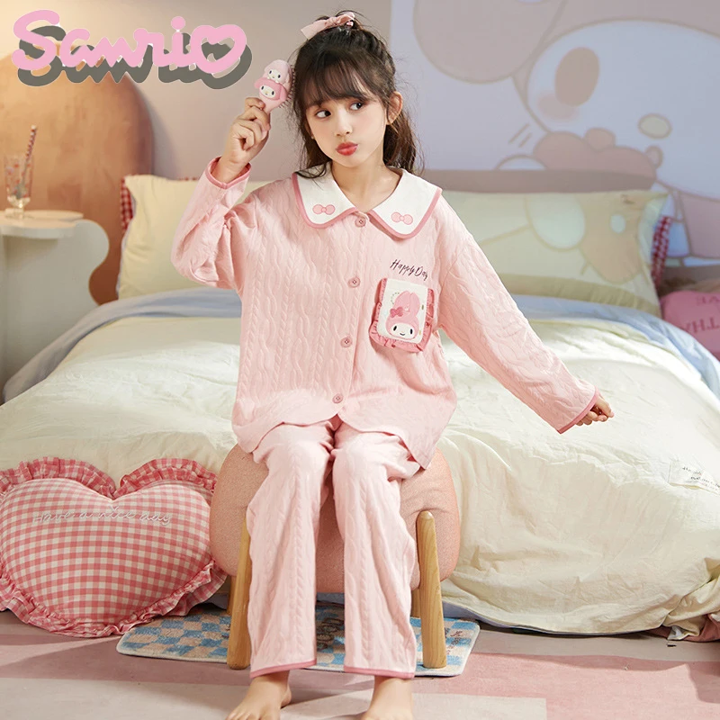 

Kawaii Sanrio Hello Kitty Cinnamoroll Children's Pajamas Sets Kuromi Spring and Autumn Mother and Daughter Baby Home Wear Suit