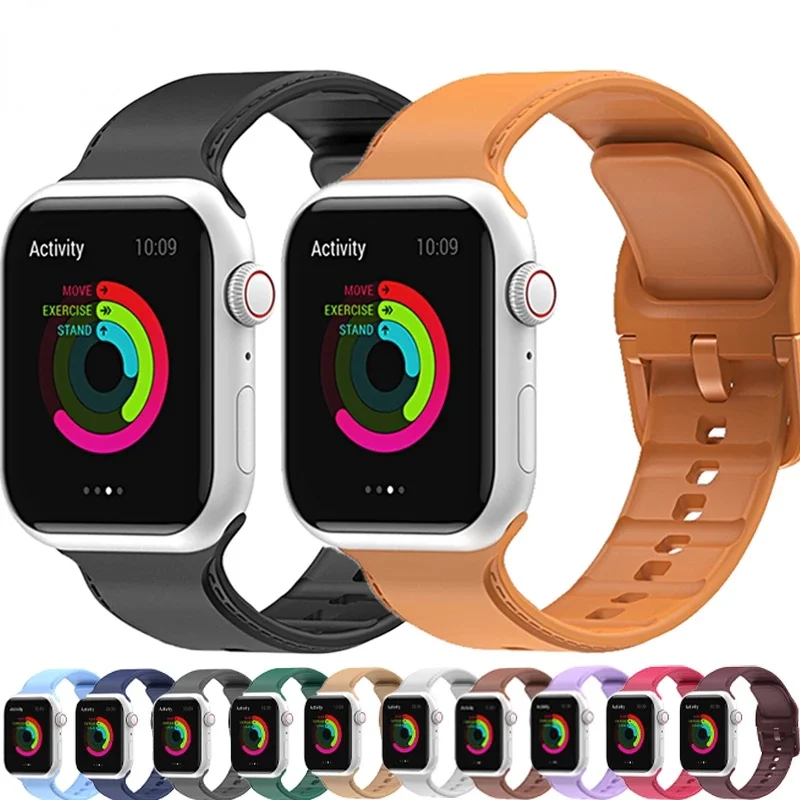 

Silicone strap For Apple watchband 45mm 41mm 44mm 42mm 40mm 38mm Sport smart watch replacement wristband For iwatch 7 6 5 4 3 SE