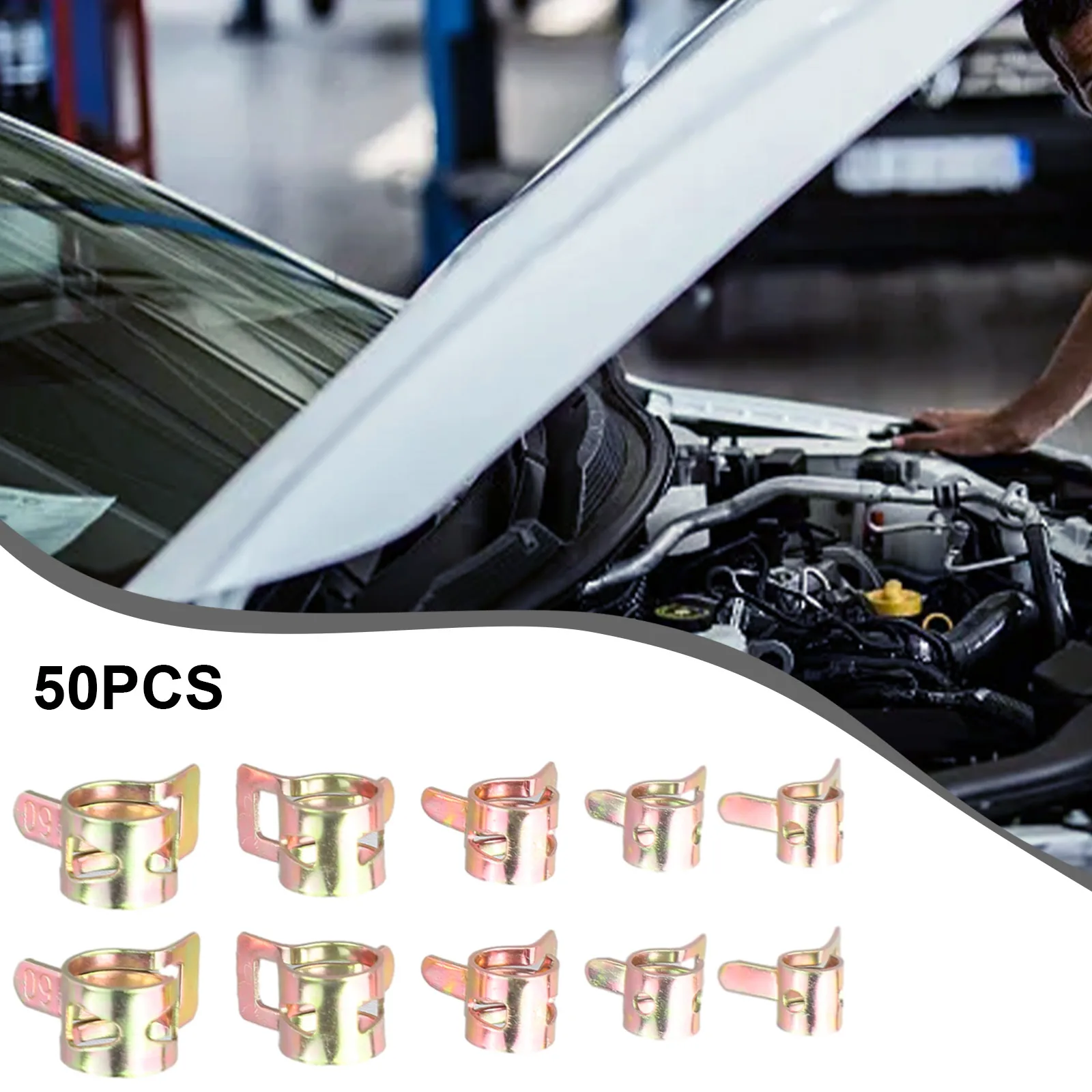 

50Pcs Car Spring Clip Fastener Steel Fuel Water Line Hose Pipe Air Tube Clamps Car Accessories 5/6/7/8/9mm