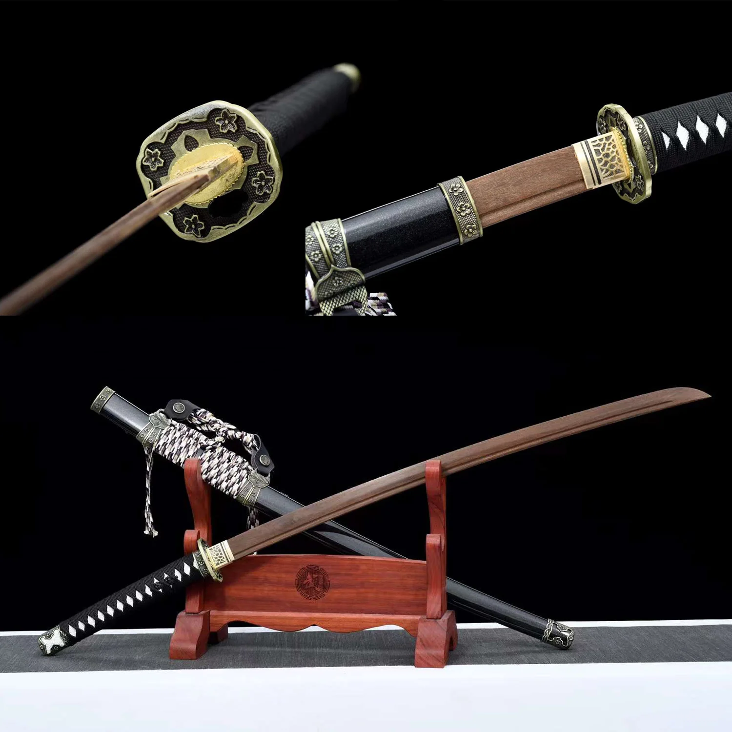 

Collection-level Iaido Katana Tachi Sword Wooden Knife with Sheath Martial Training Practice Props Performance Samurai Knife