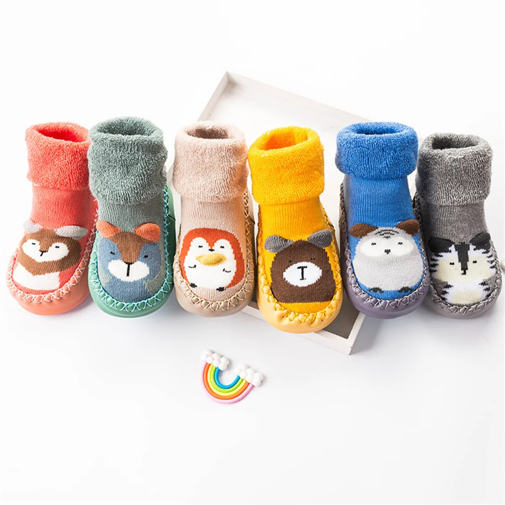 

Cartoon Thicken Baby Floor Socks Anti Slip Warm Soft Breathable for Newborn Infant Toddler Cute Winter Cotton Kids Socks Shoes
