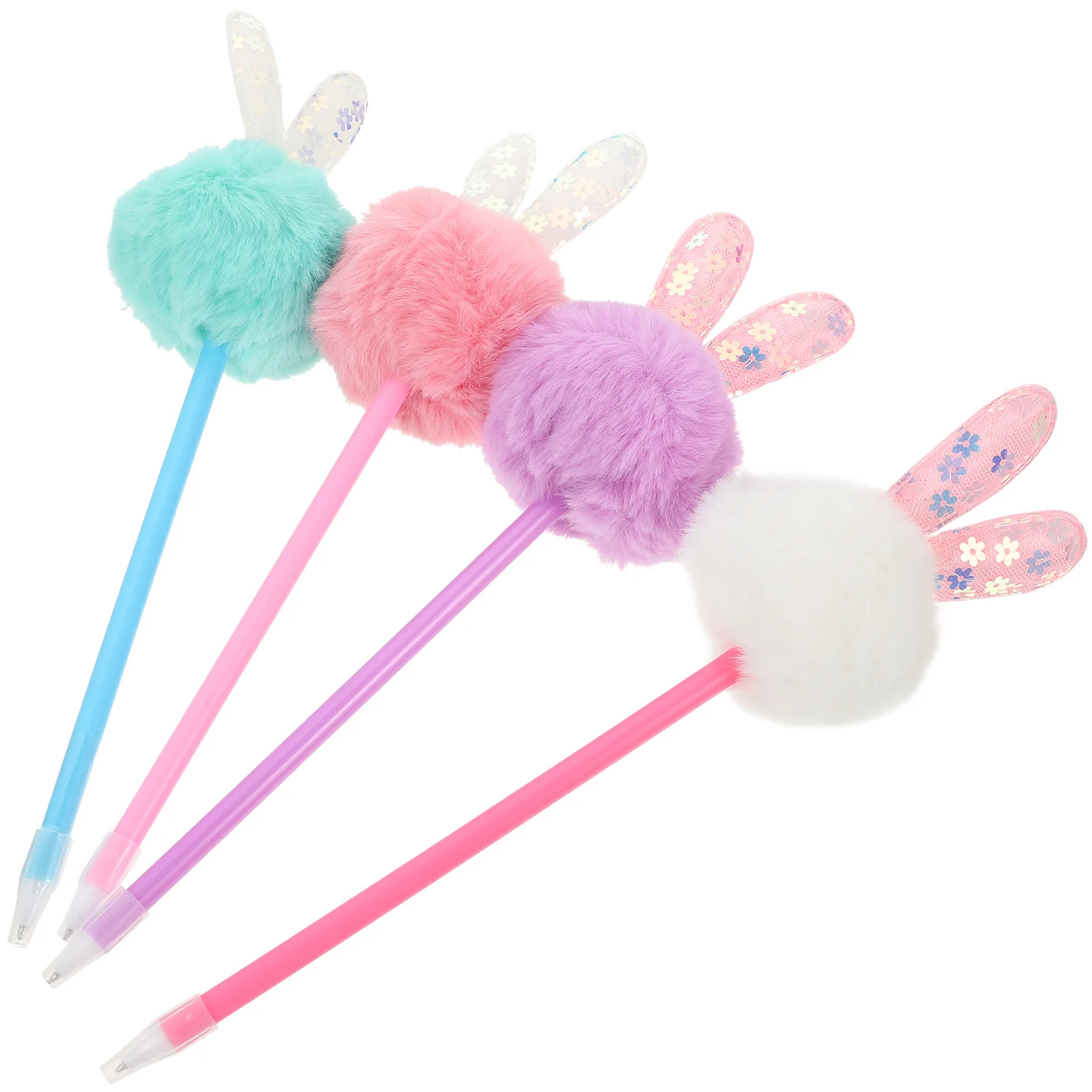 

4 Pcs Ballpoint Pen Colorful Penss Stationery Plush Design Fuzzy Plastic Rabbit Ear Child