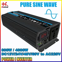 800w 4000w car power inverter dc 12v24v48v60v to ac 220v pure sine wave inversor 12 v 220 v auto car convertor invertor