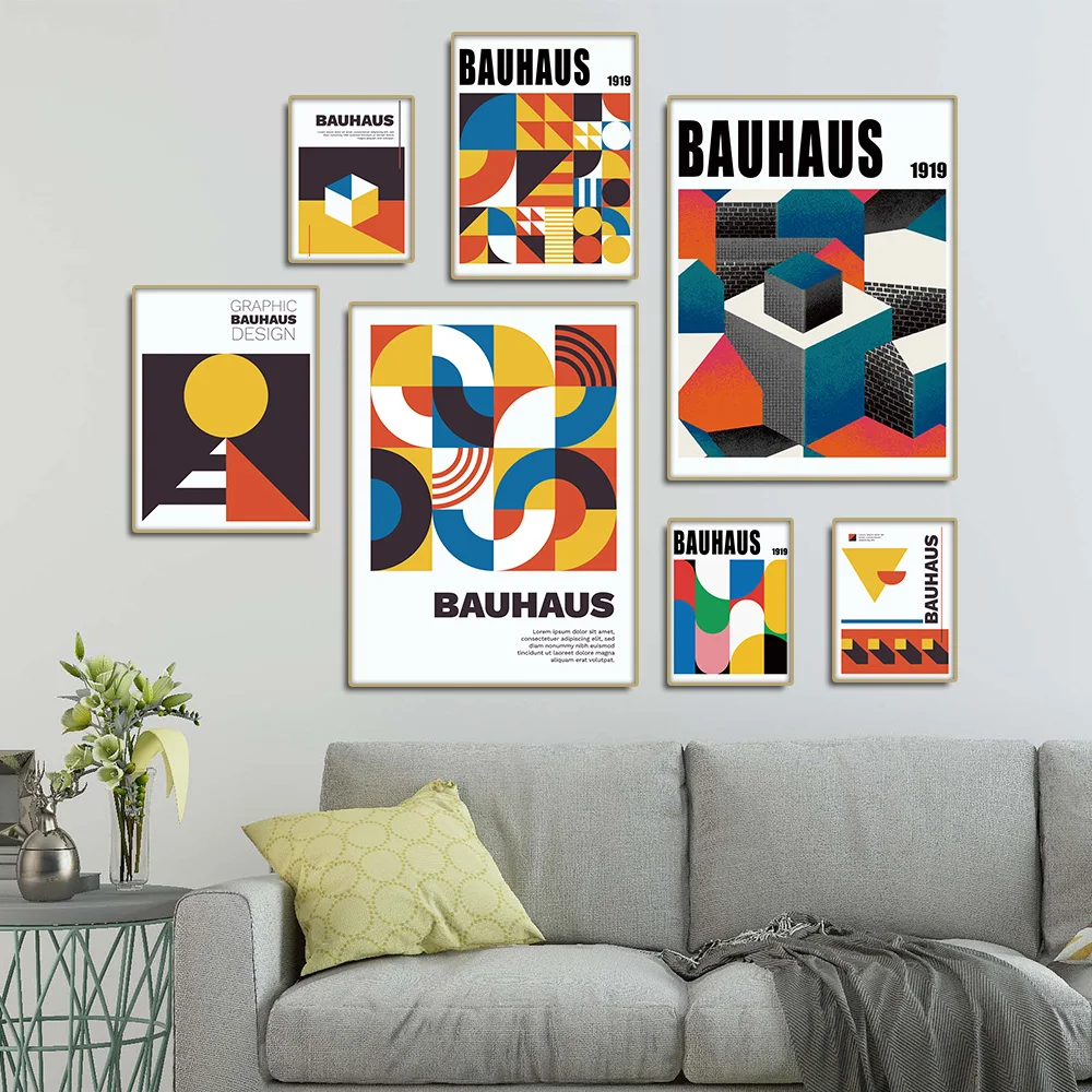 

Bauhaus Abstract Lines Wall Art Canvas Painting Modern Geometric Posters And Prints Wall Pictures For Living Room Home Decor