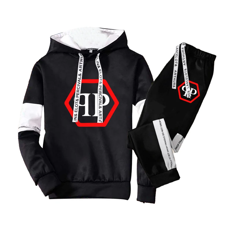 

2022 Men's Tracksuit Luxury 2 Piece Set Casual Hoodies Sweatshirt and Sweatpants Suit Teen Sports Print Jogging 3XL