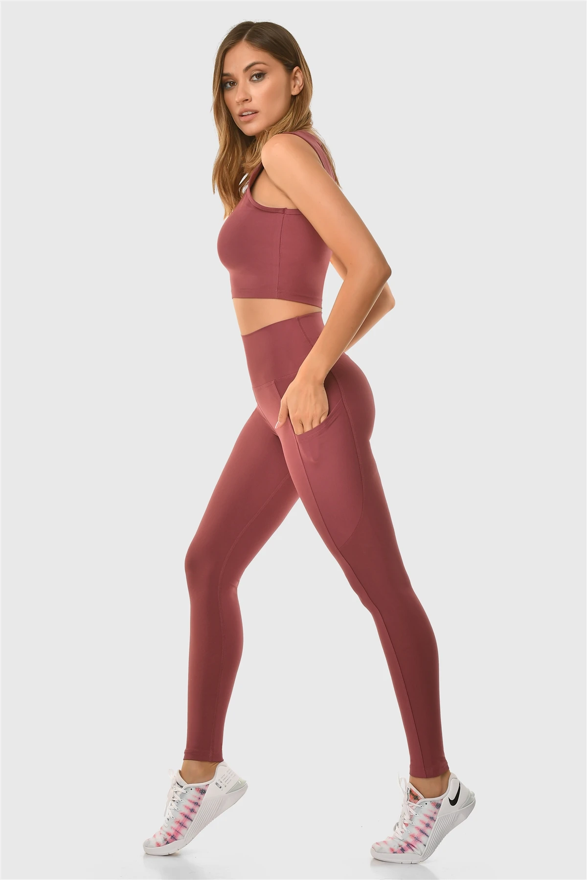 Superstacy High Waist Pockets Color Rose Sports Leggings