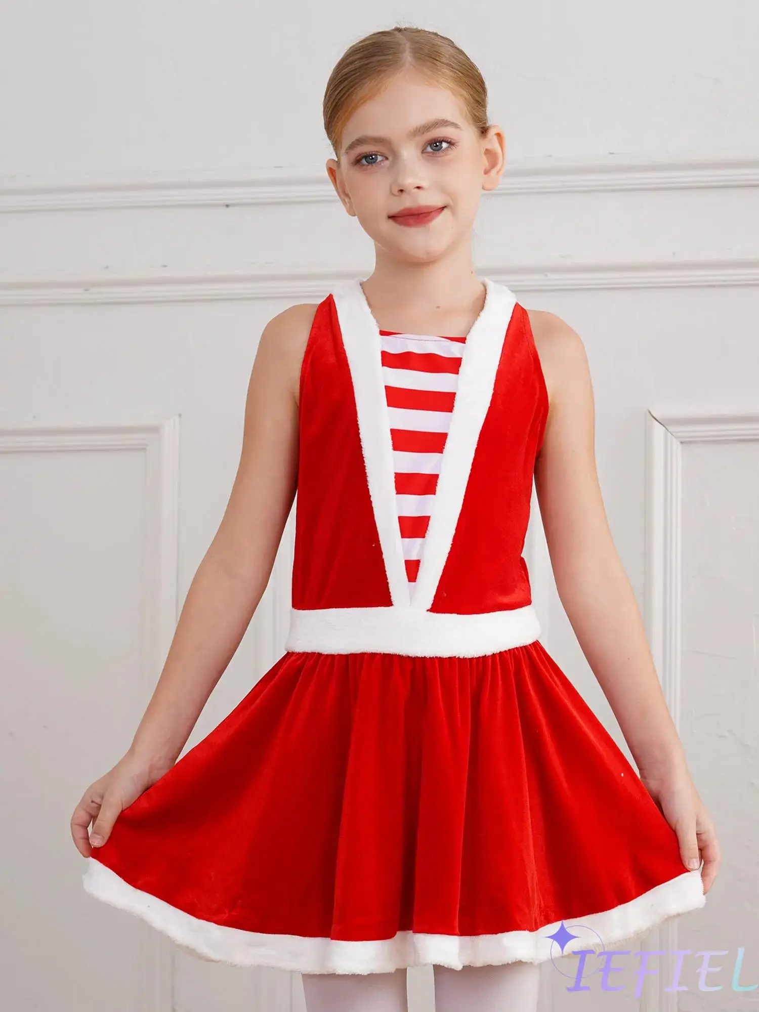 Полосатый купальник с вырезом для девочек костюм рождественской вечеринки