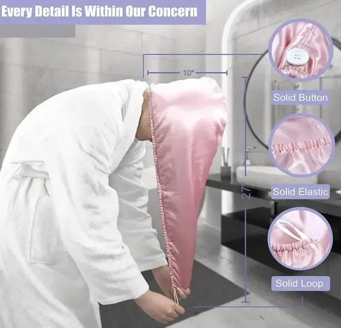 Атласное шелковое полотенце с длинными волосами для девушек впитывающее