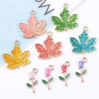 10pcslot enamel maple leaf charms drop oil pendant for diy jewelry making earrings necklace keychain handmade craft supplies