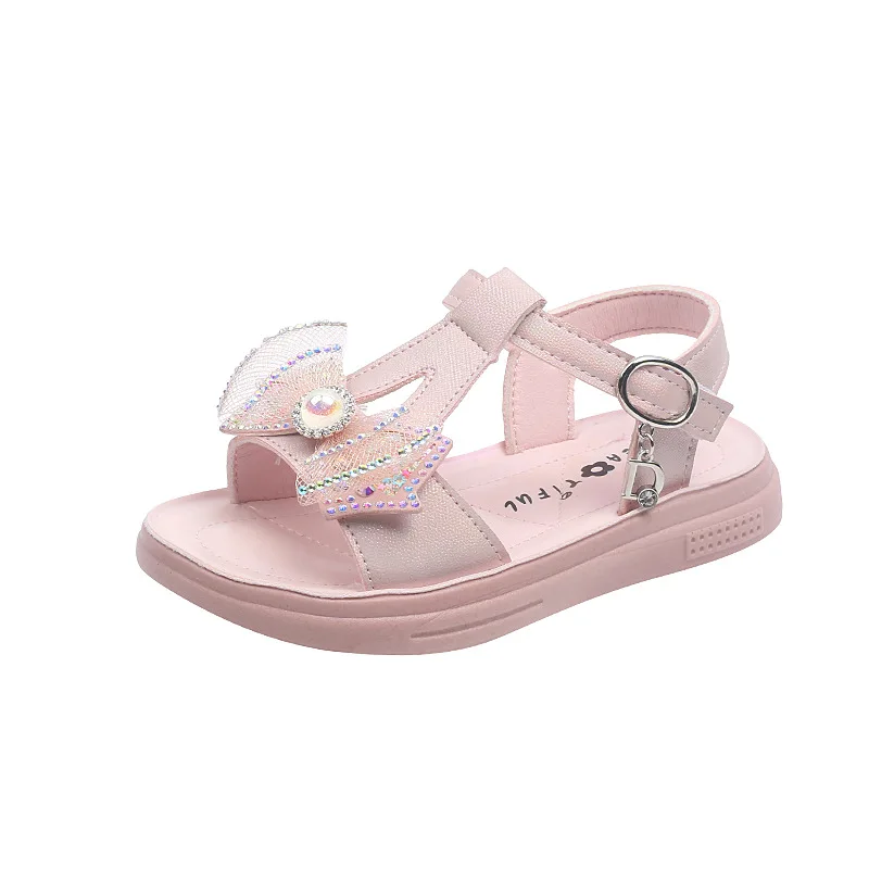 Size 26-37 Girls Princess Sandals Summer Shoes for Kids Party Princess Shoes Soft Sole Children Girl Sandals with Rhinestone Bow