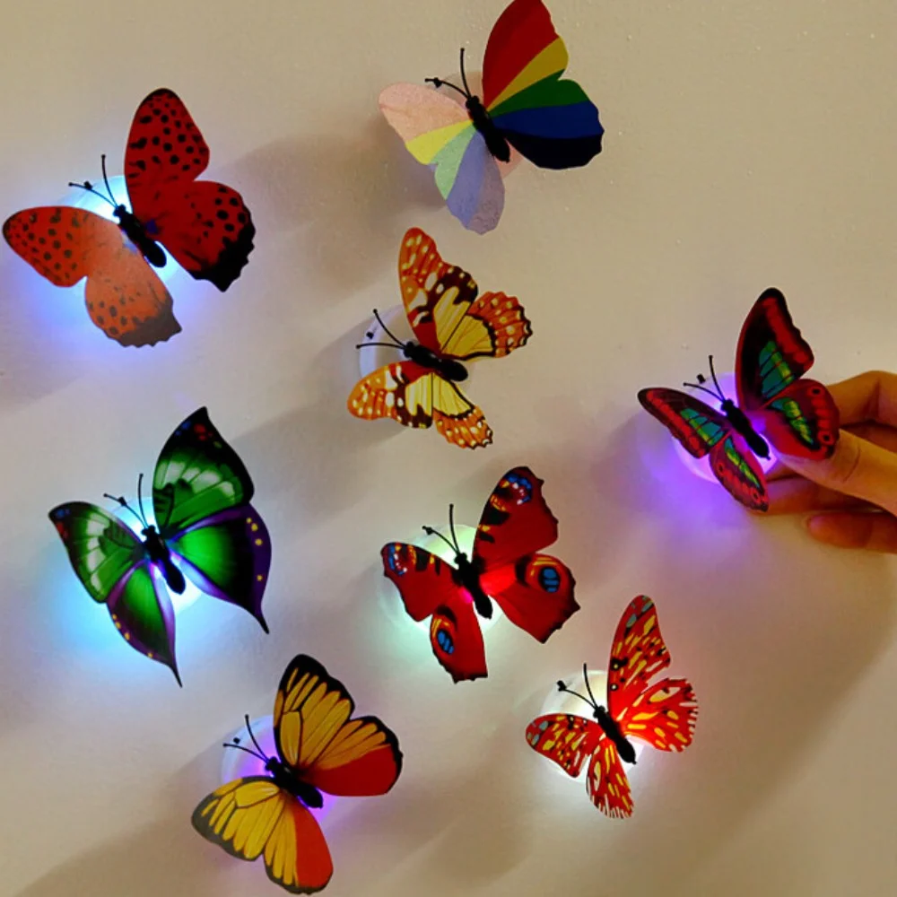 

1/5/10pcs LED Night Light Colorful Butterfly Night Lamp Simulation Butterfly Sticker Nightlight Home Bedroom Decoration