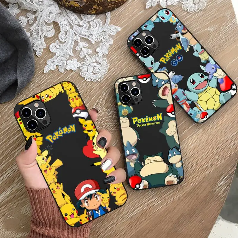 

Pokemon Squirtle Bulbasaur Pikachu Phone Case for iphone 13 12 11 Pro Mini XS MAX 8 7 Plus X SE 2020 XR Silicone Soft cover