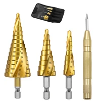 3pcs hex spiral groove drill bit set 4 3224 204 12mm hss titanium coated wood metal plastic hole cutter core drilling tools