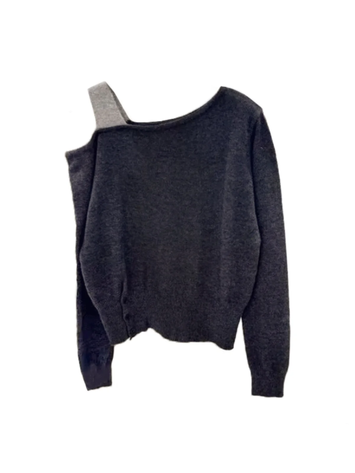 Черный флисовый вязаный женский топ с открытыми плечами Luhuamao ранняя осень 2023