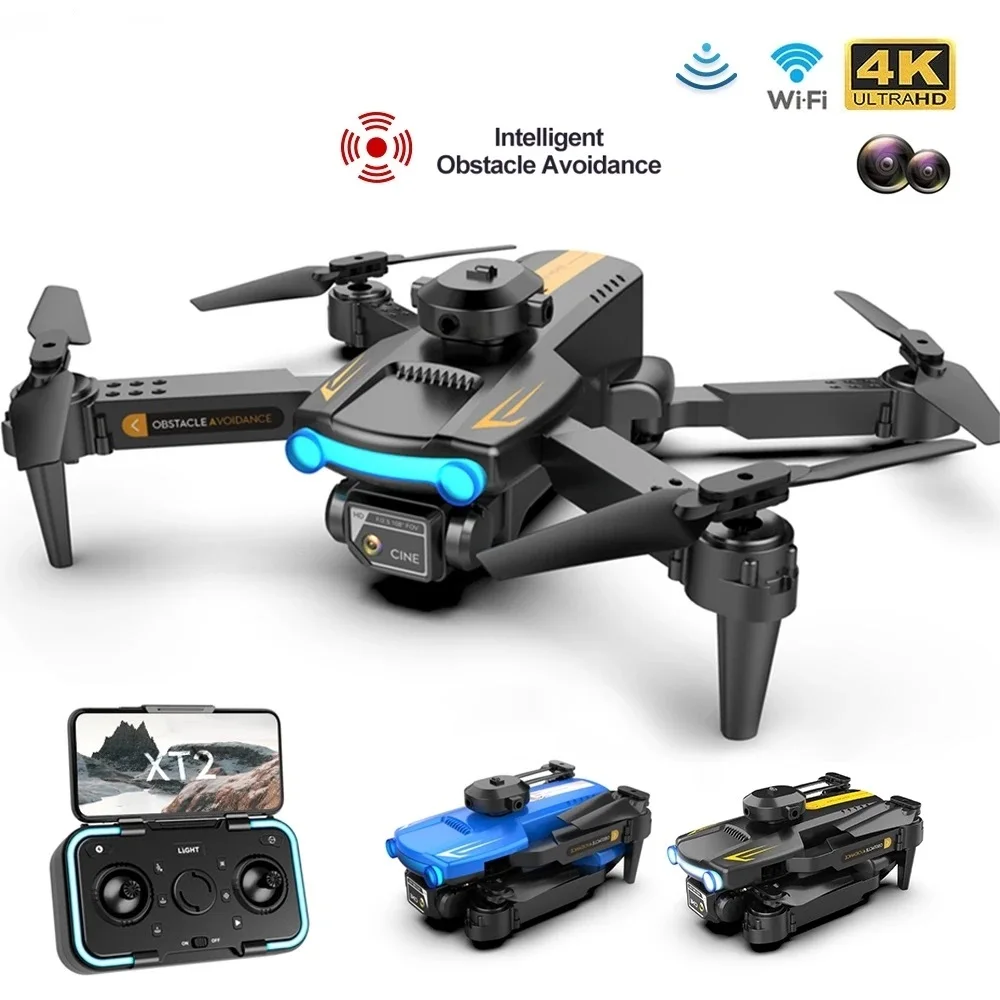 

New Hot XT2 Mini Drone 4K Dual Camera Four Side Obstacle Avoidance Optical Flow Positioning Foldable Quad Copper Toys Gifts