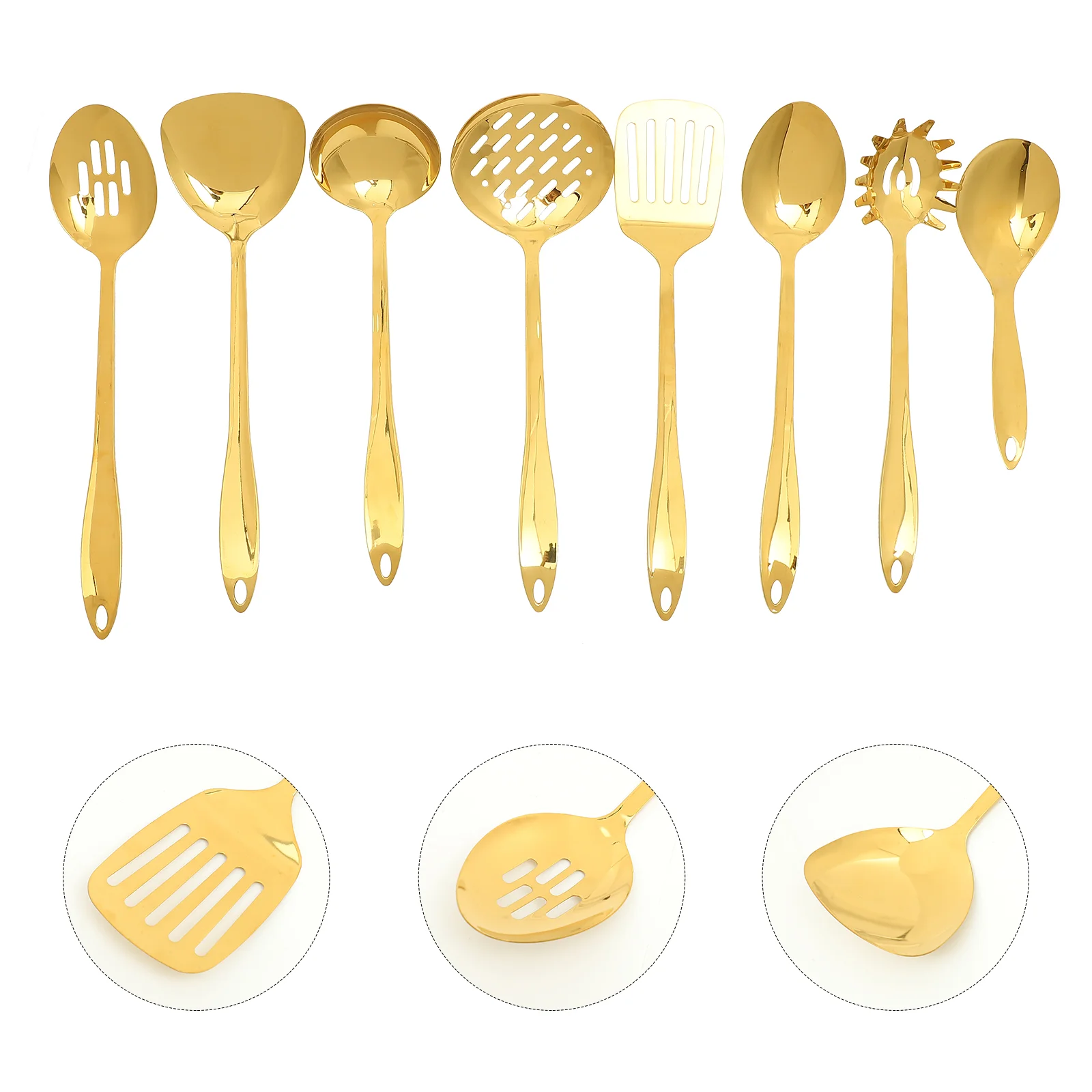 

Kitchen Cooking Spatula Wok Set Utensils Stainless Utensil Gold Accessories Tool Metal Turner Steel Stick Non Chinese Scoop