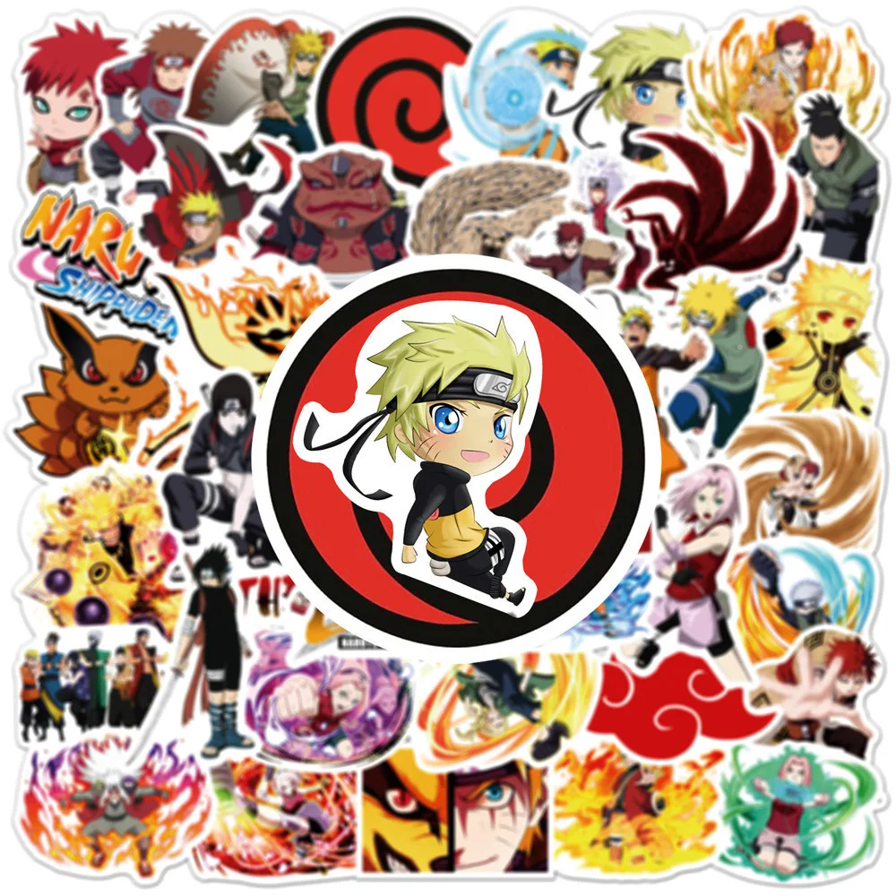 

100pcs Cartoon Naruto Stickers Cool Anime Decals DIY Luggage Skateboard Guitar Laptop Car Waterproof Stiker for Kid Toy