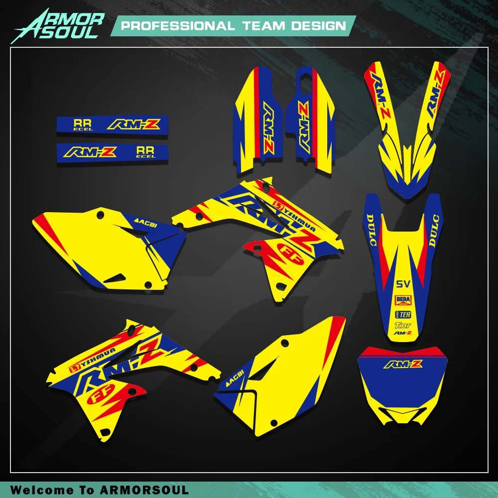 

Наклейка на обтекатель мотоцикла Armorsoul, графическая фоновая наклейка для Suzuki RMZ450 RMZ 450 2008-2012 2013 2014 2015 2016 2017