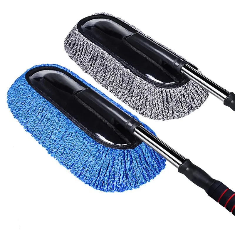 Car Fiber Wax Mop Set Auto Cleaning Brush Towel Soft Hair Retractable Water Long Handle Dust Removal Brushes for Car Wash Parts