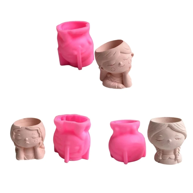 

Lovely Girl Succulent Flower Pot Silicone Mold Girl Pen Holder Storage Container Mold Girl Planter Resin Casting Mold