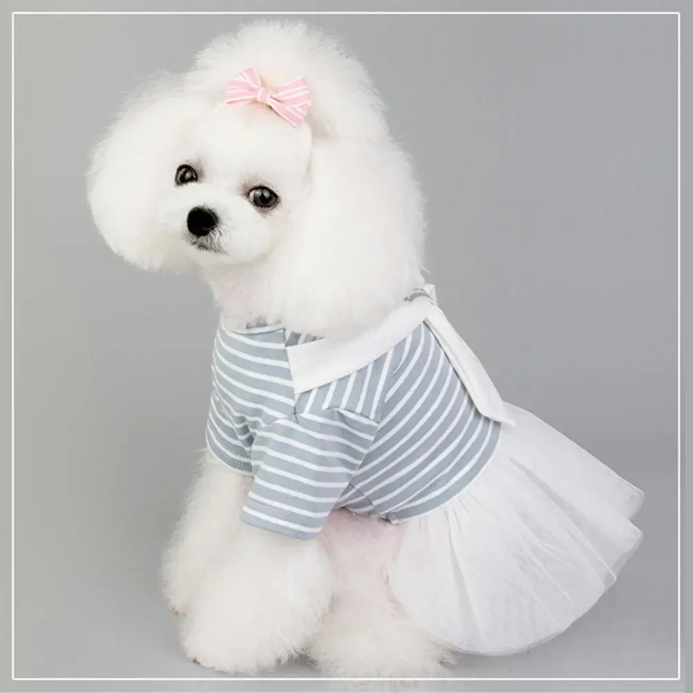 Юбка для собаки модное белое платье с галстуком-бабочкой домашних животных