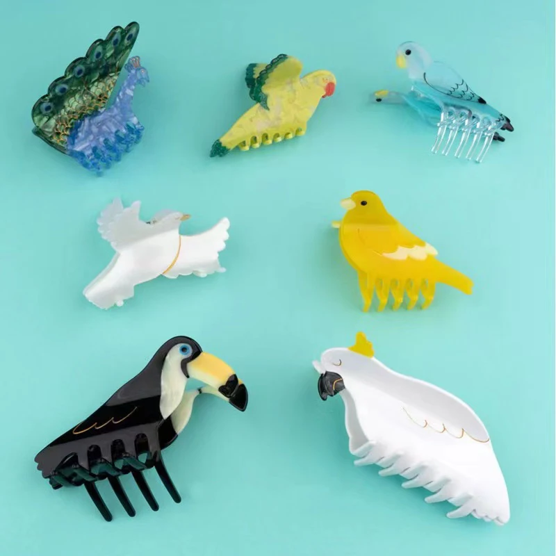 

Animal Hair Clips Parrot Peacock Hair Claws Cute Birds Hair Clip Hair Accessories for Women INS Fashion Jewelry Tiaras Hair Pin