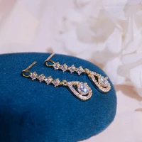 french delicate lolita shine cz earring for women 14k real gold inlaid bling zirconia stud earrings wedding jewellery bijoux