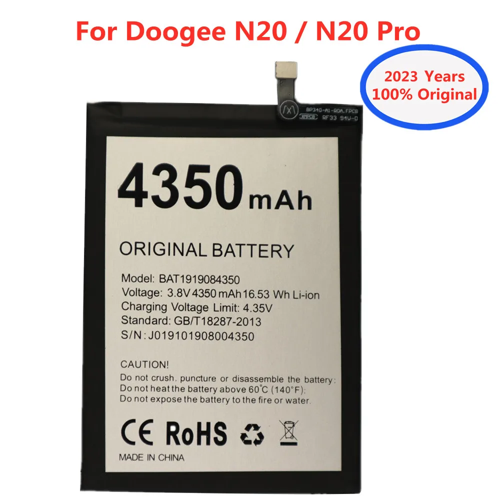 

2023 года, 100% оригинальный аккумулятор BAT1919084350 Для DOOGEE N20 N20Pro N20 Pro, 4350 мАч, стандартный запасной аккумулятор