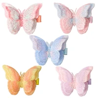 10 pc 5 pair elegant embroidered fabric butterfly hairpin for women girls sweet hair ornament clip barrette hair accessories