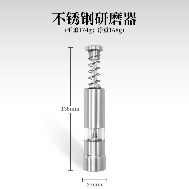 

Одноручная мини-мельница для соли и перца, ручная мельница для перца и специй с большим пальцем, прозрачная встроенная пружина для домашнего кемпинга, барбекю