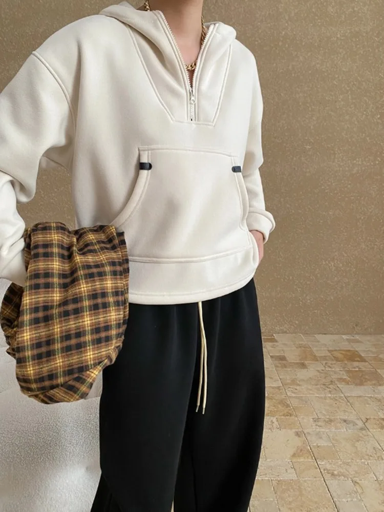 UCXQ модный свитшот Tide японский корейский повседневный с карманом на молнии