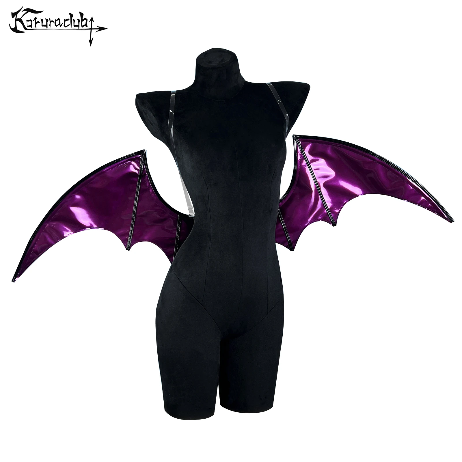 Фото KORURACLUB Фиолетовый и черныйSuccubus Хэллоуин реквизит для косплея полиуретан маленькие крылья летучей мыши дьявола №4
