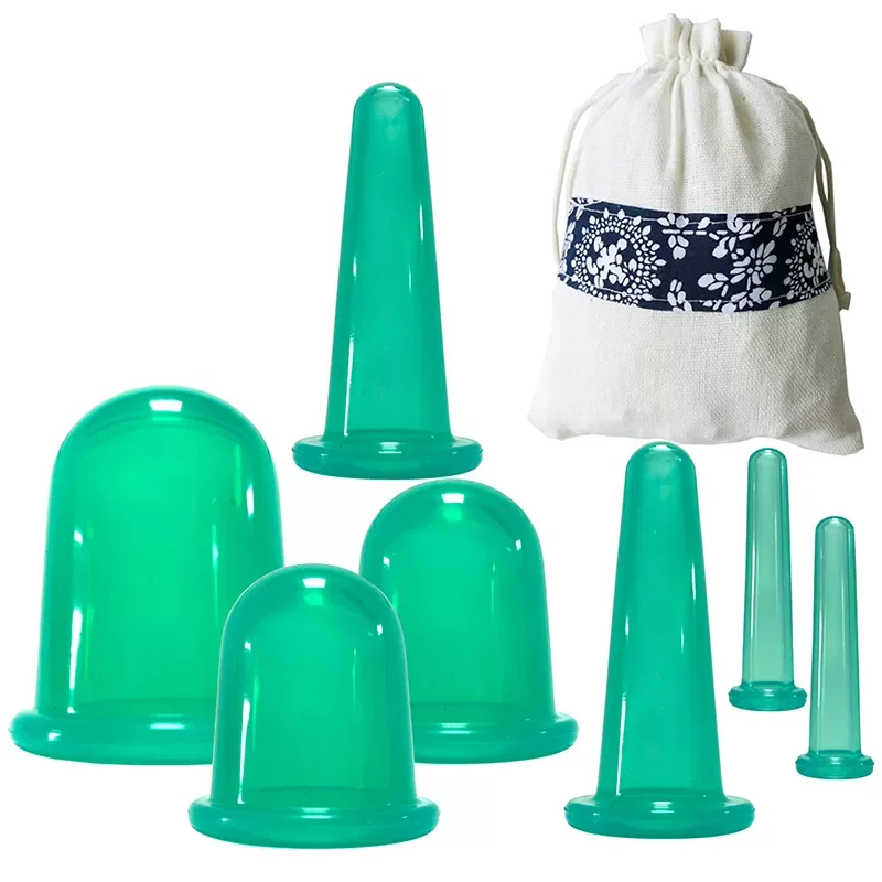 

4 7Pcs/Set Silicone Anti Cellulite Cup Vacuum Massage suction Cups Body Pain Relief Roller Manual Suction Cups Cupping Therapy