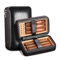 galiner cedar wood cigar humidor box travel leather cigar case portable business bag fit 6 cigars holder smoking accessories