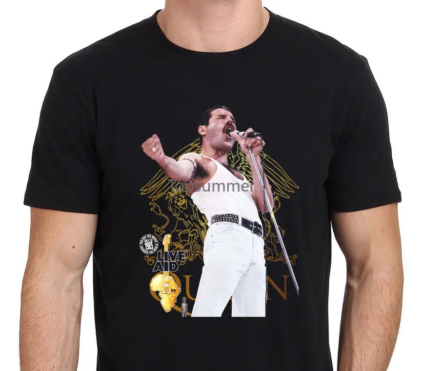 Фредди Меркури Queen Live Aid 1985 Мужская футболка в богемном стиле с рисунком