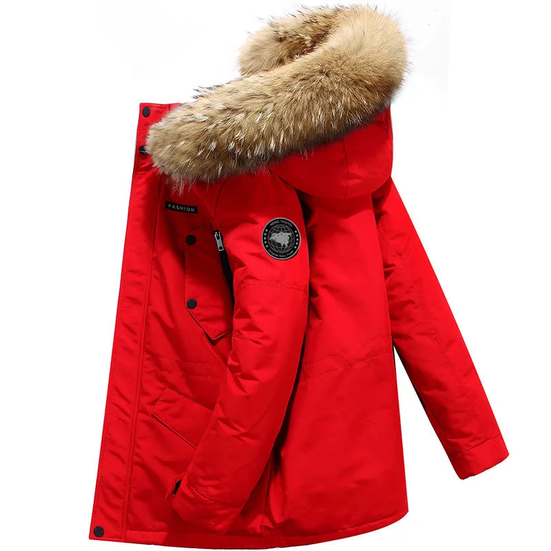 Canadian Luxury Brand Winter Men's and Women's Puffer Hooded Down Jacket Goose Thick Coat Warm Fur Collar Premium Men's Clothes