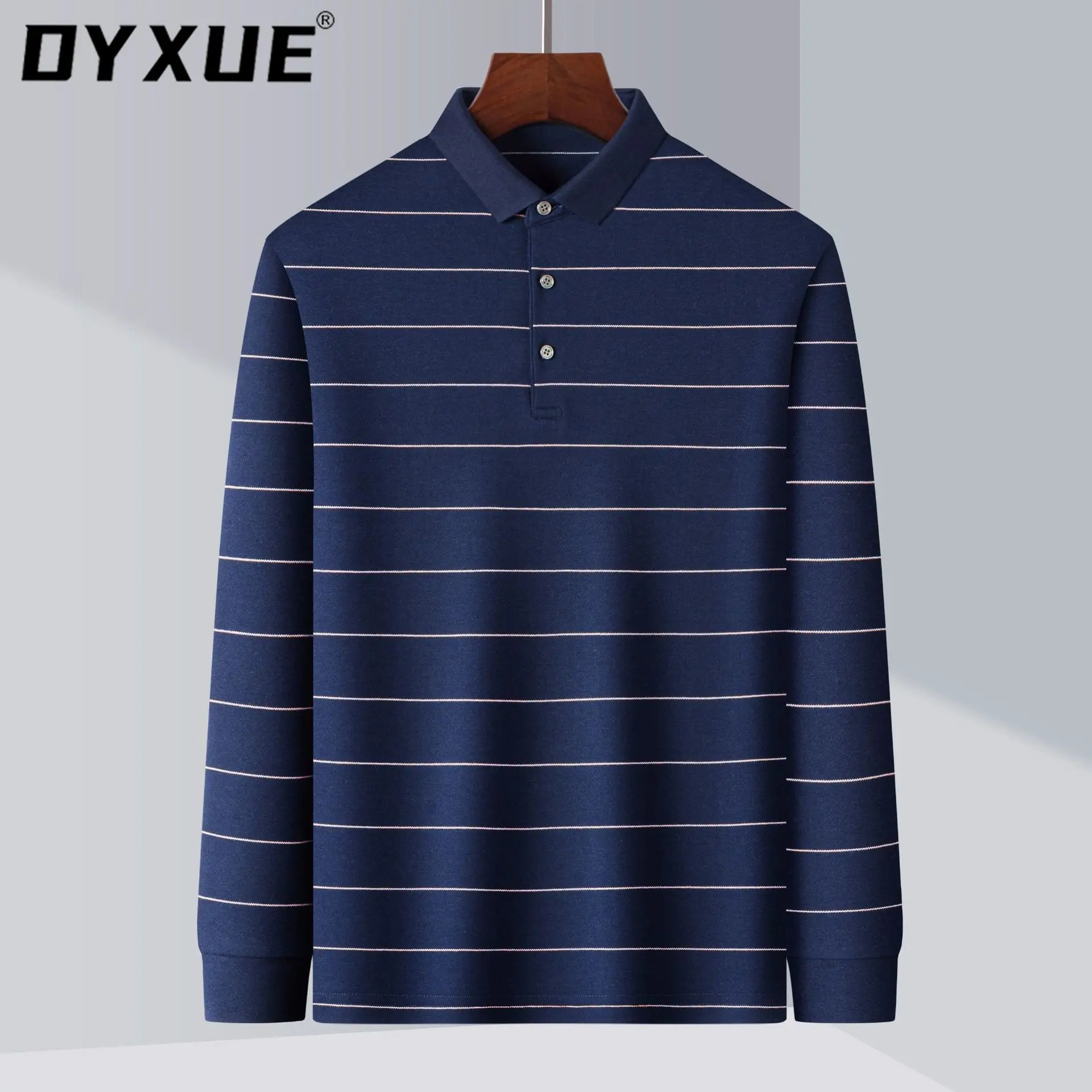 

100% Cotton Men's Polo Long Sleeve T-shirt 2022 Brand Spring and Autumn New T-shirt Business Casual Lapel Korean Breathable Top